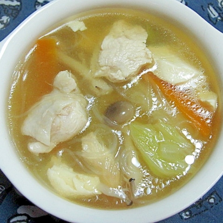 鶏肉白菜春雨スープ